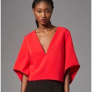 Mare Mare x Anthropologie The Veronica Cape Blouse Top Size XS Red